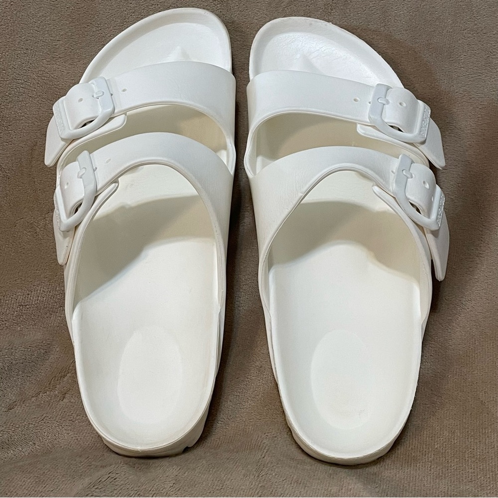 Birkenstock White EVA Arizona Two-Strap Slide Sandals. - Picture 8 of 10